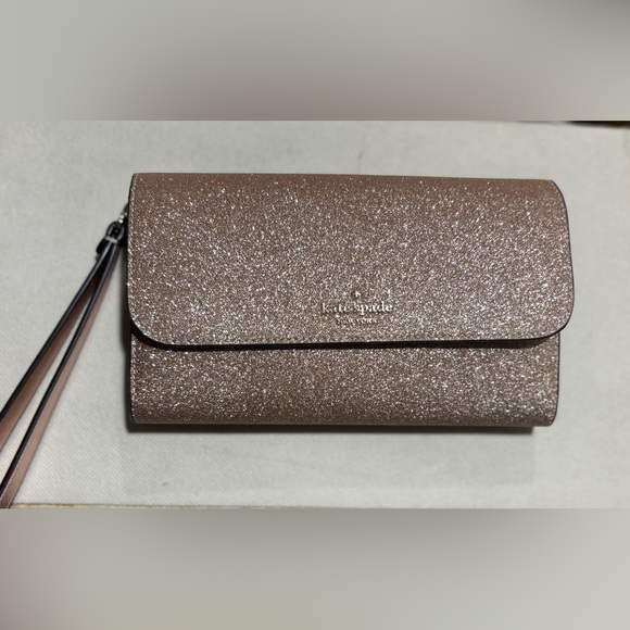 kate spade Handbags - Kate Spade Sparkling Tan Clutch